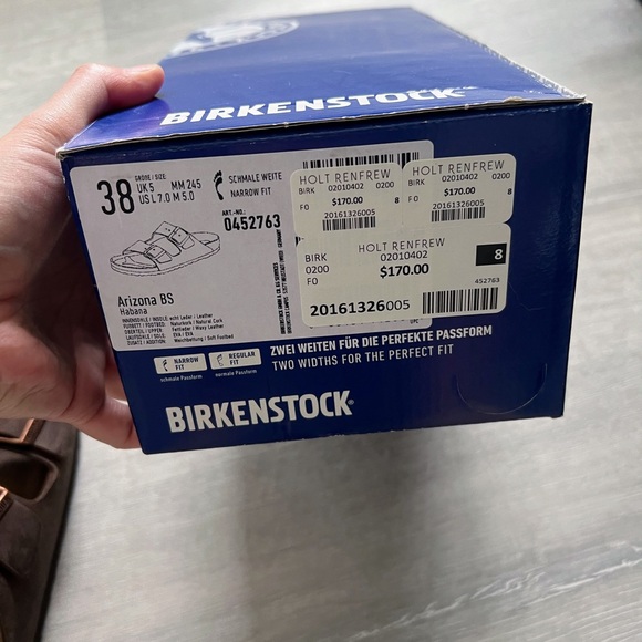 Birkenstock Arizona Soft Footbed Leather Slide Sandals - Picture 2 of 3